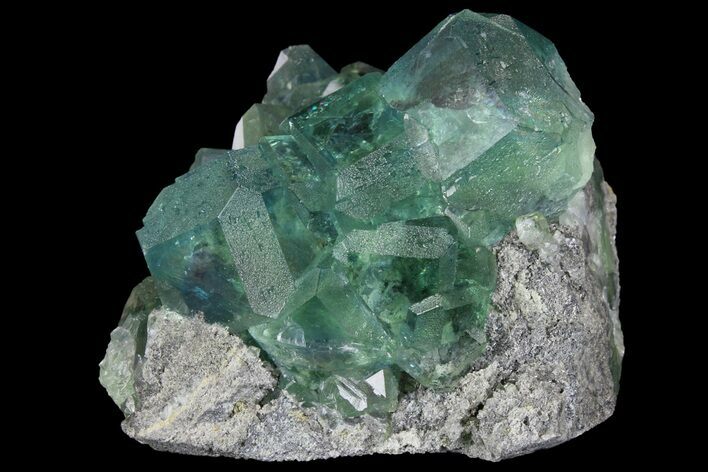 Blue-Green Fluorite on Druzy Quartz - China #139785